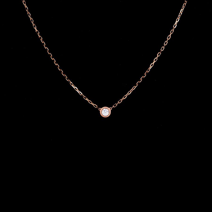 สร้อยและจี้ Cartier d'Amour pendant, diamond, small model 18K Rose Gold Size 37-40cm.# (Used) #vrcanlimt 7538