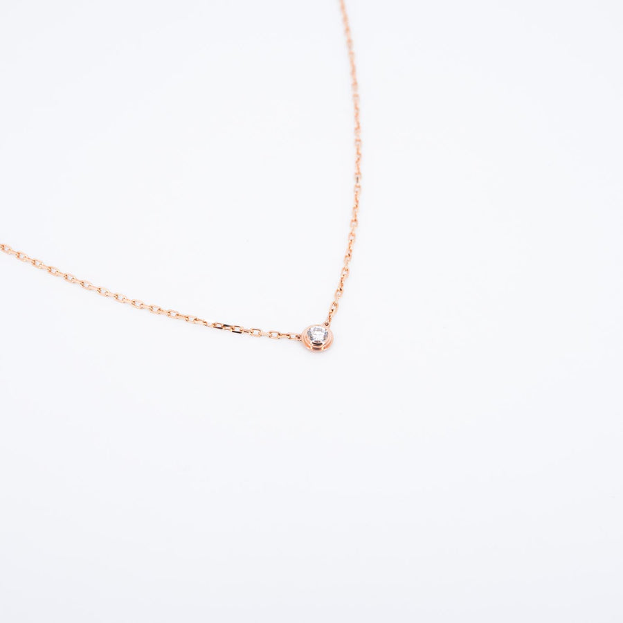 สร้อยและจี้ Cartier d'Amour pendant, diamond, small model 18K Rose Gold Size 37-40cm.# (Used) #vrcanlimt 7538
