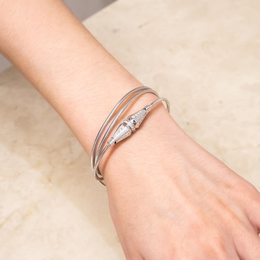 สร้อยข้อมือ/สร้อยคอ Boucheron Jack de Boucheron, triple wrap, Diamonds 18K White Gold Size 52cm.# (Used) #vrbonlHIT 7550