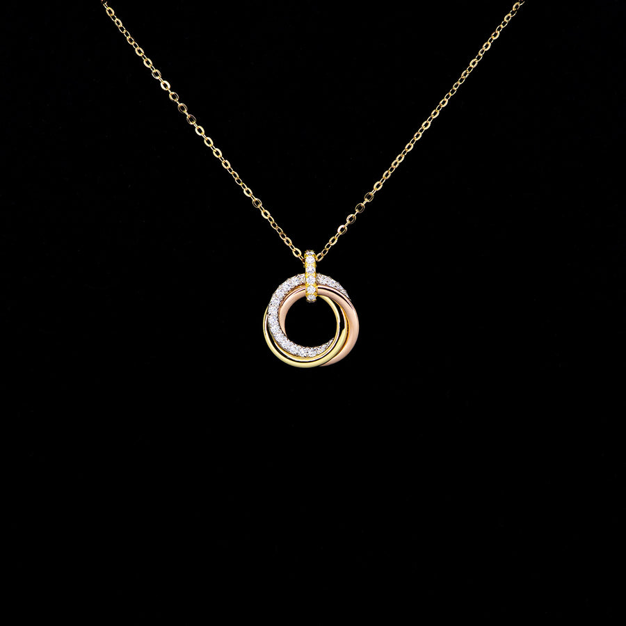 สร้อยและจี้ Cartier Trinity pendant, small model, half-paved 18K 3 Colors Size 38-42cm.# (Used) #vrcanlimt 7530