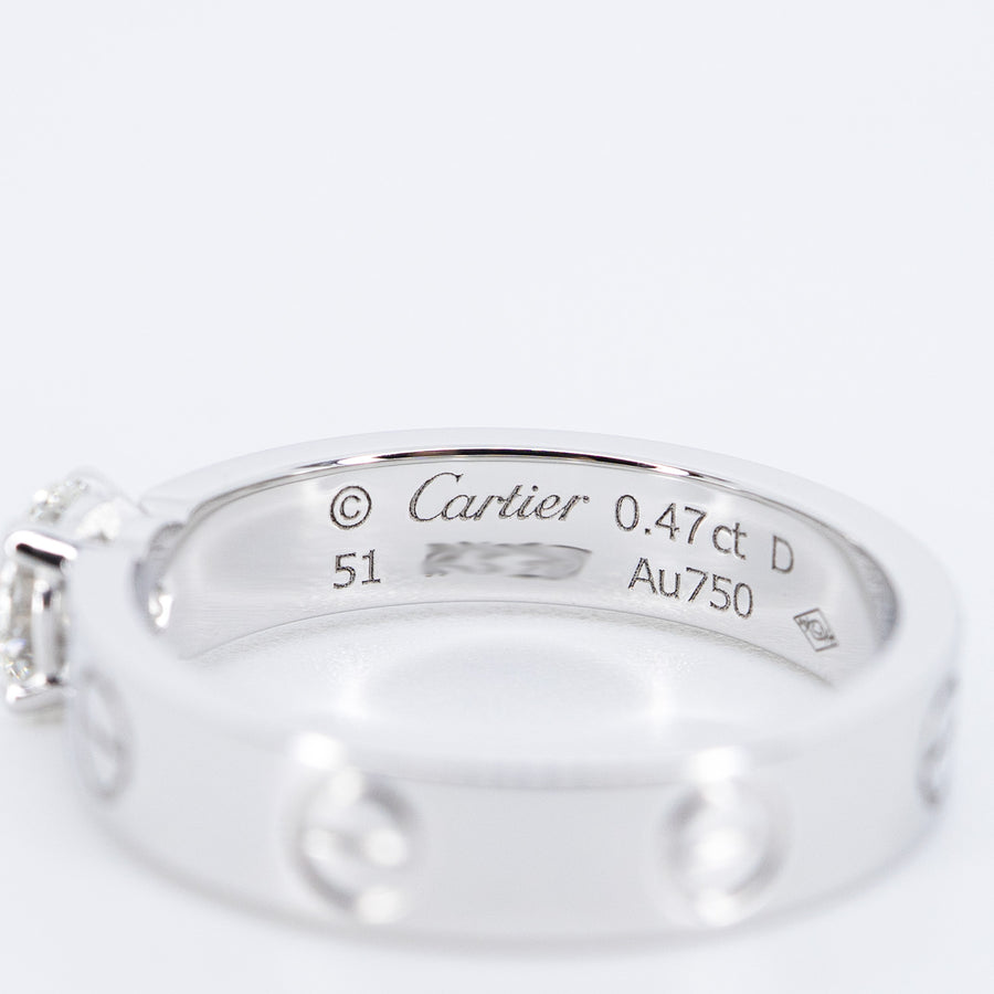แหวน Cartier Love Solitaire Ring 0.47ct G VVS1 18K White Gold Size 51# (Used) #vrcarimtHIT 7539