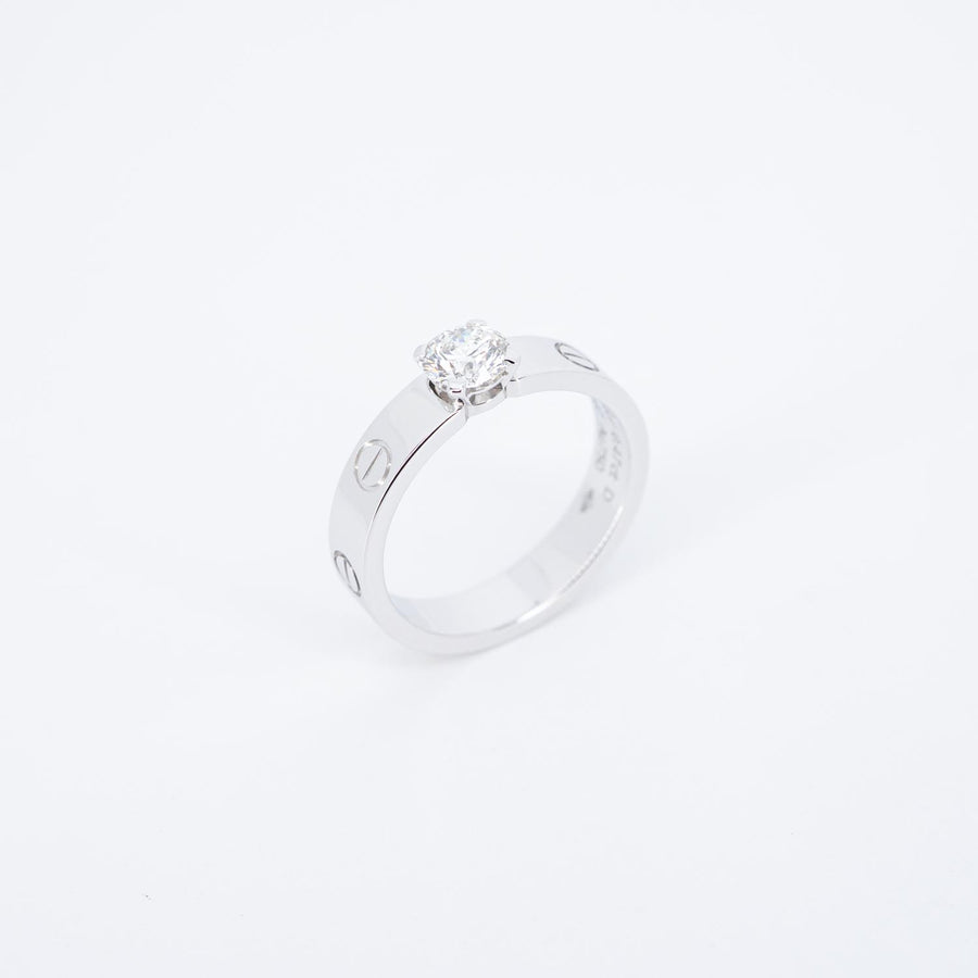 แหวน Cartier Love Solitaire Ring 0.47ct G VVS1 18K White Gold Size 51# (Used) #vrcarimtHIT 7539