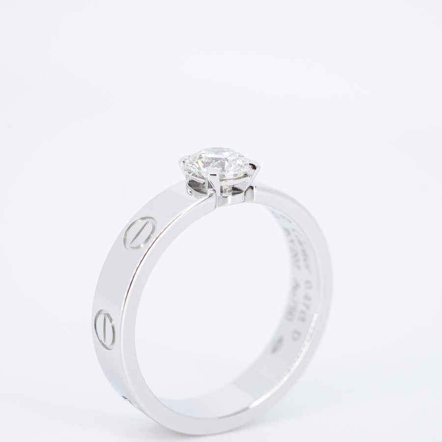 แหวน Cartier Love Solitaire Ring 0.47ct G VVS1 18K White Gold Size 51# (Used) #vrcarimtHIT 7539