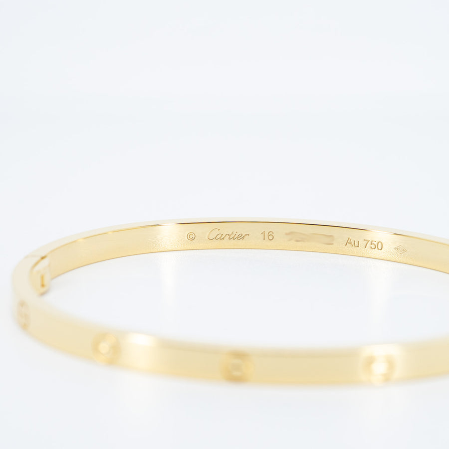 กำไลข้อมือ Cartier Love Bracelet, small model 18K Yellow Gold Size 16# (Used) #vrcab 7528