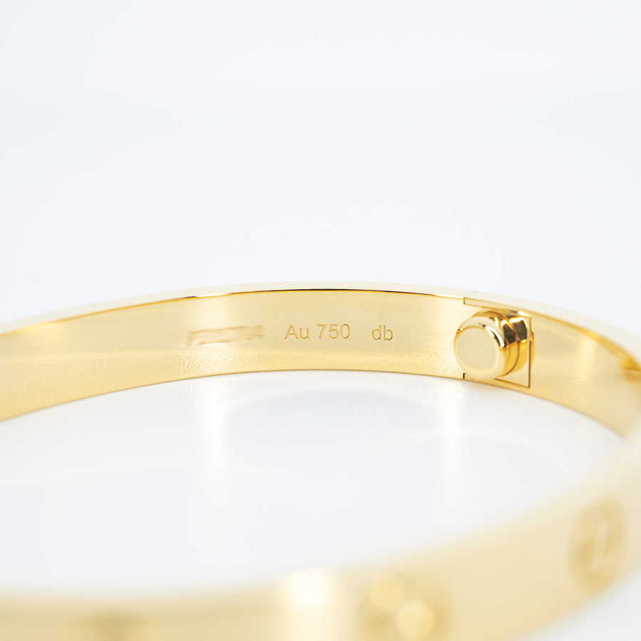กำไลข้อมือ Cartier Love Bracelet 18K Yellow Gold Size 16# (Used) #vrcab 7529
