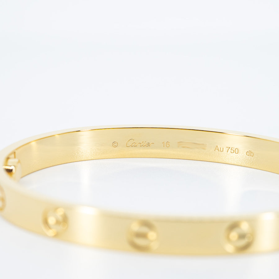 กำไลข้อมือ Cartier Love Bracelet 18K Yellow Gold Size 16# (Used) #vrcab 7529