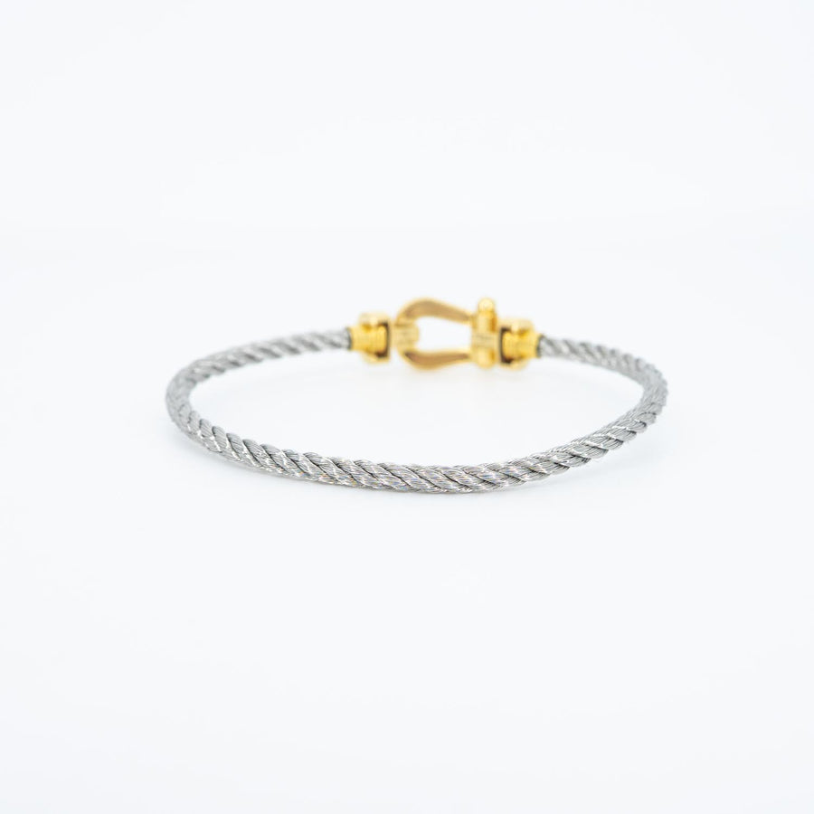 สร้อยข้อมือ Fred Force 10 Link Bracelet, Full Paved Diamonds, medium model 18K Yellow Gold Size 14 cm.# (Used) #vrfreb 7564