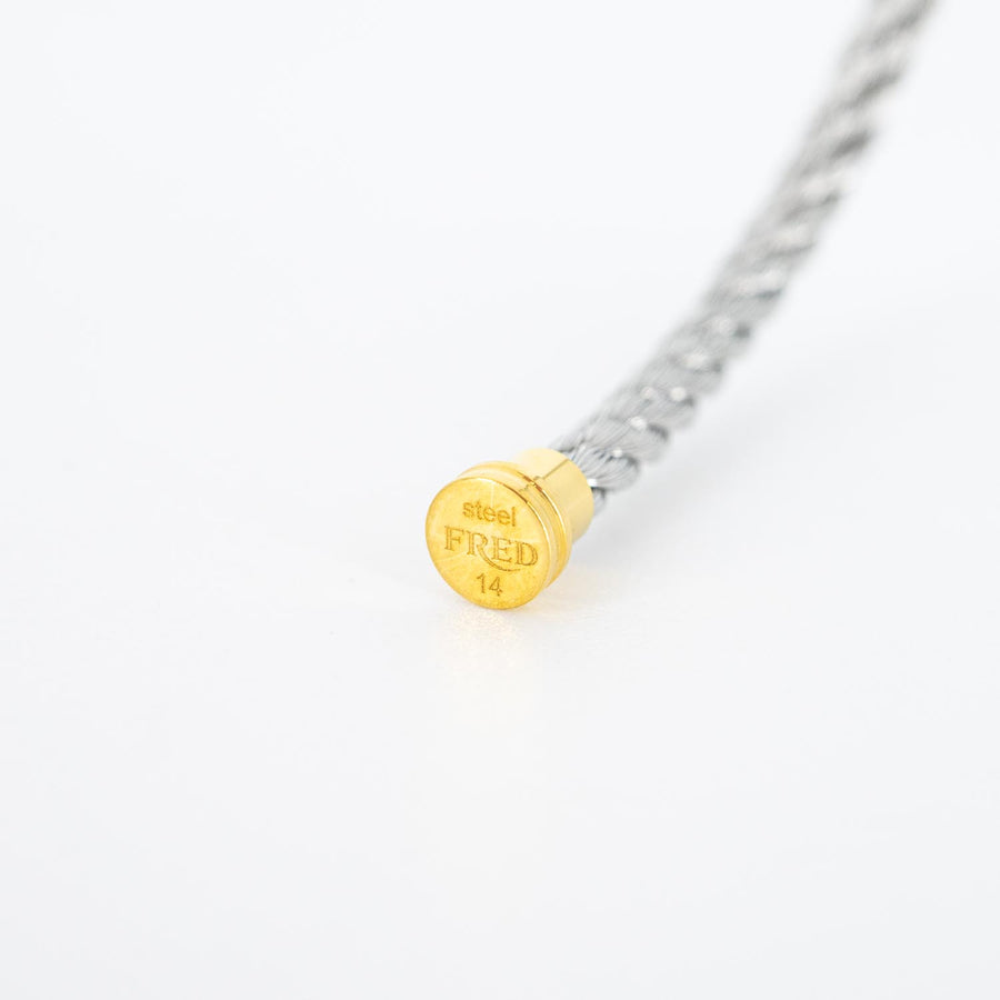 สร้อยข้อมือ Fred Force 10 Link Bracelet, Full Paved Diamonds, medium model 18K Yellow Gold Size 14 cm.# (Used) #vrfreb 7564