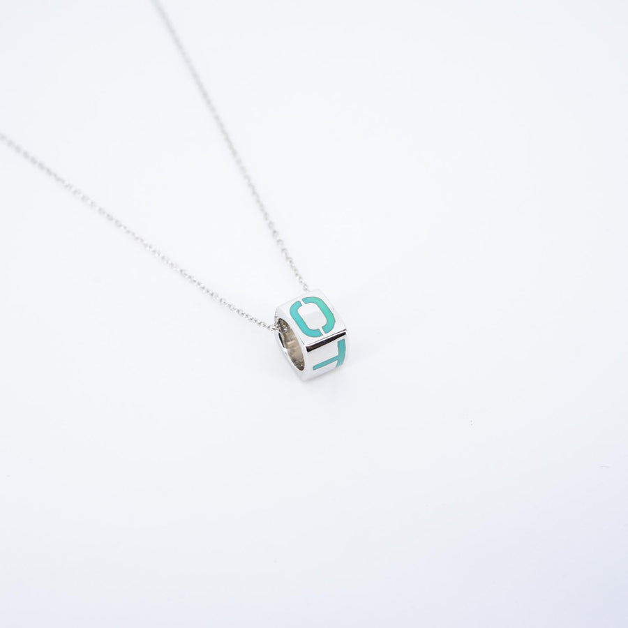 สร้อยและจี้ Tiffany & Co. Blue Enamel T&Co Slider Necklace Silver925 Size 43.5cm.# (Used) #vrtinl 7553