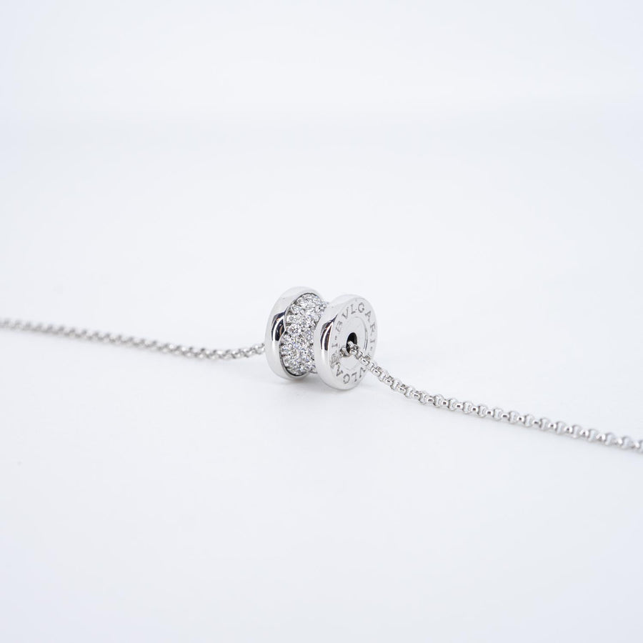 สร้อยและจี้ Bvlgari B.zero1 mini necklace with pavé diamonds 18K White Gold Size 39/42/44cm.# (Used) #vrbvnlimt 7561