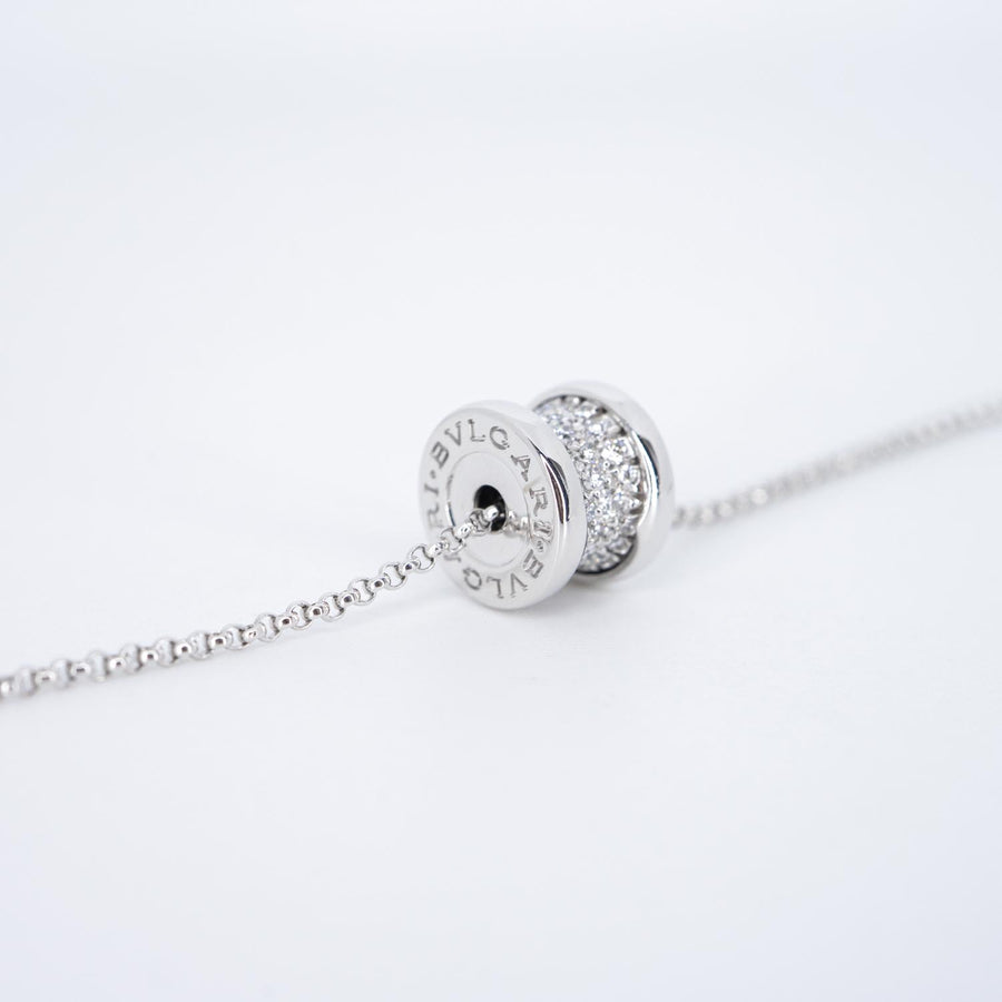 สร้อยและจี้ Bvlgari B.zero1 mini necklace with pavé diamonds 18K White Gold Size 39/42/44cm.# (Used) #vrbvnlimt 7561