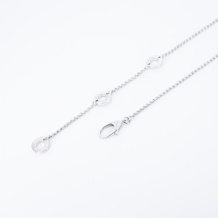 สร้อยและจี้ Bvlgari B.zero1 mini necklace with pavé diamonds 18K White Gold Size 39/42/44cm.# (Used) #vrbvnlimt 7561