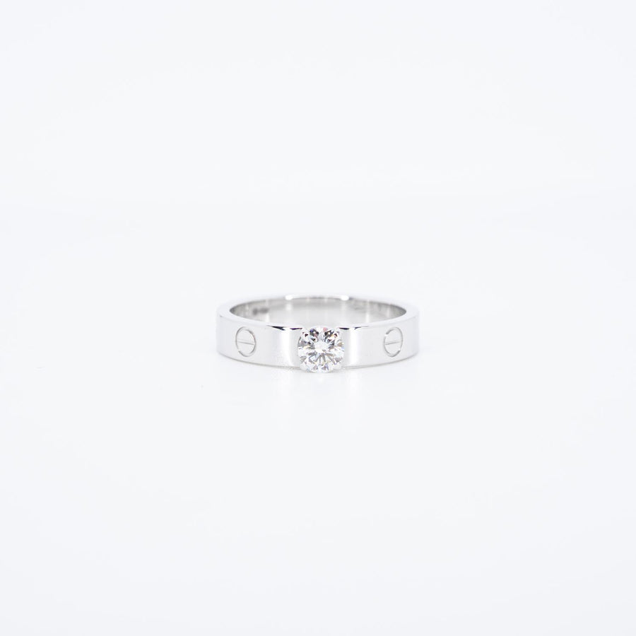 แหวน Cartier Love Solitaire Ring 0.30 ct. G VVS1 brilliant-cut diamond 18K White Gold Size 54# (Used) #vrcarimt 7567