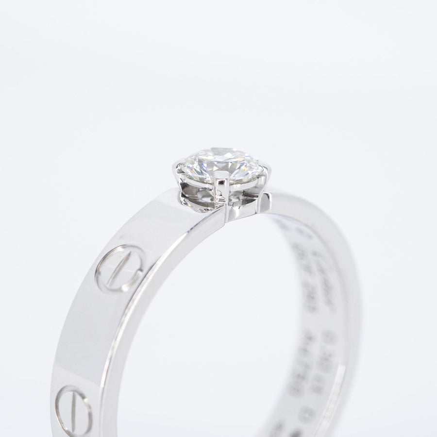 แหวน Cartier Love Solitaire Ring 0.30 ct. G VVS1 brilliant-cut diamond 18K White Gold Size 54# (Used) #vrcarimt 7567