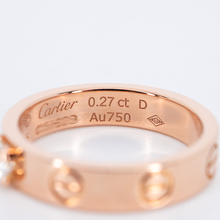 แหวน Cartier Love Solitaire Ring 0.27 ct. E VVS1 brilliant-cut diamond 18K Rose Gold Size 46# (Used) #vrcarimt 7559