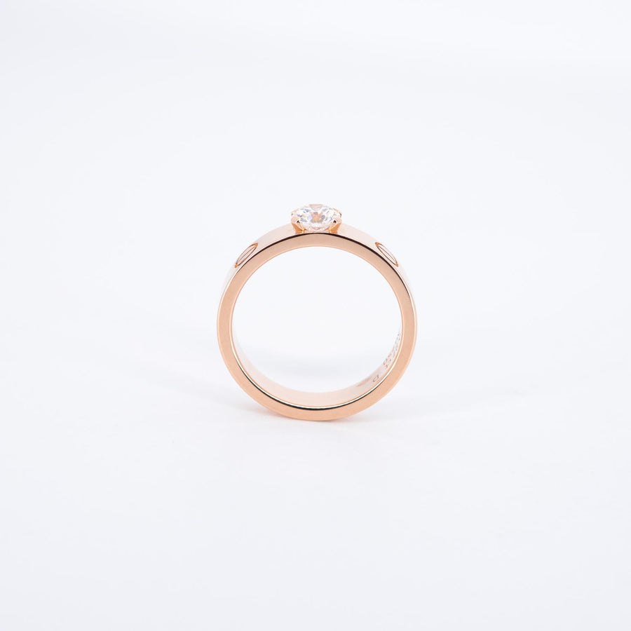 แหวน Cartier Love Solitaire Ring 0.27 ct. E VVS1 brilliant-cut diamond 18K Rose Gold Size 46# (Used) #vrcarimt 7559