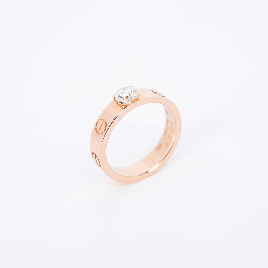 แหวน Cartier Love Solitaire Ring 0.27 ct. E VVS1 brilliant-cut diamond 18K Rose Gold Size 46# (Used) #vrcarimt 7559