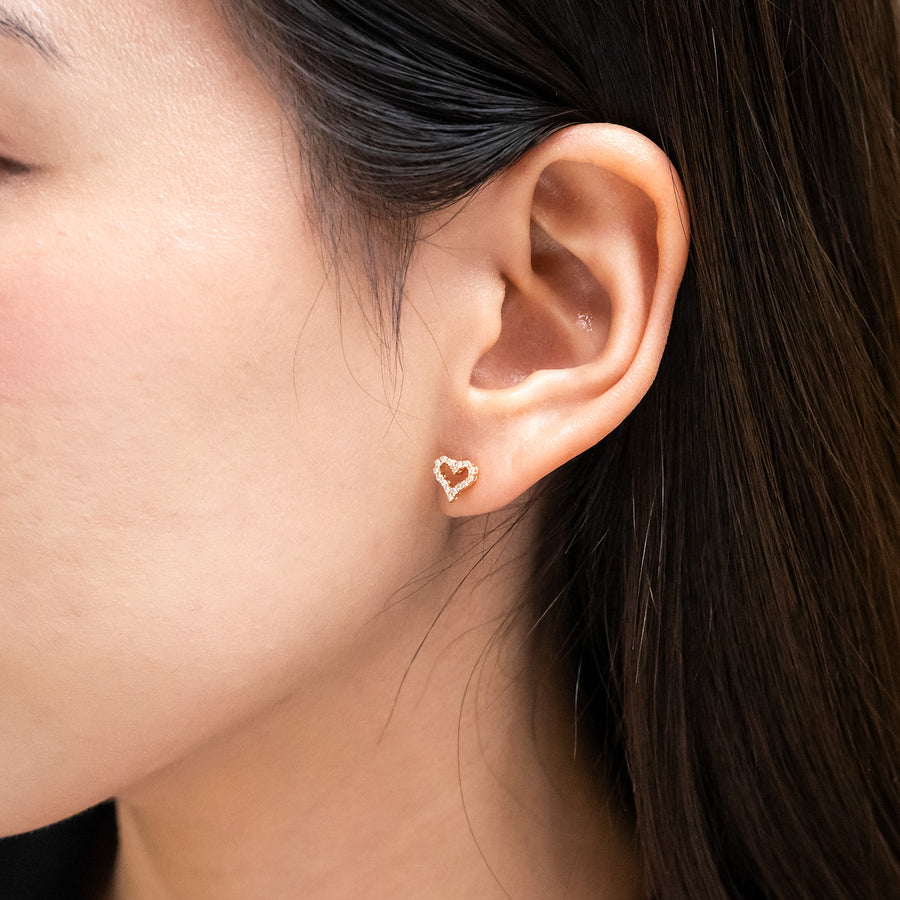 ต่างหู Tiffany & Co. Heart Earrings with diamonds 18K Rose Gold (Used) #vrtieimt 7545