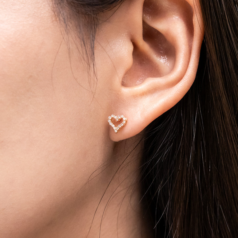 ต่างหู Tiffany & Co. Heart Earrings with diamonds 18K Rose Gold (Used) #vrtieimt 7545