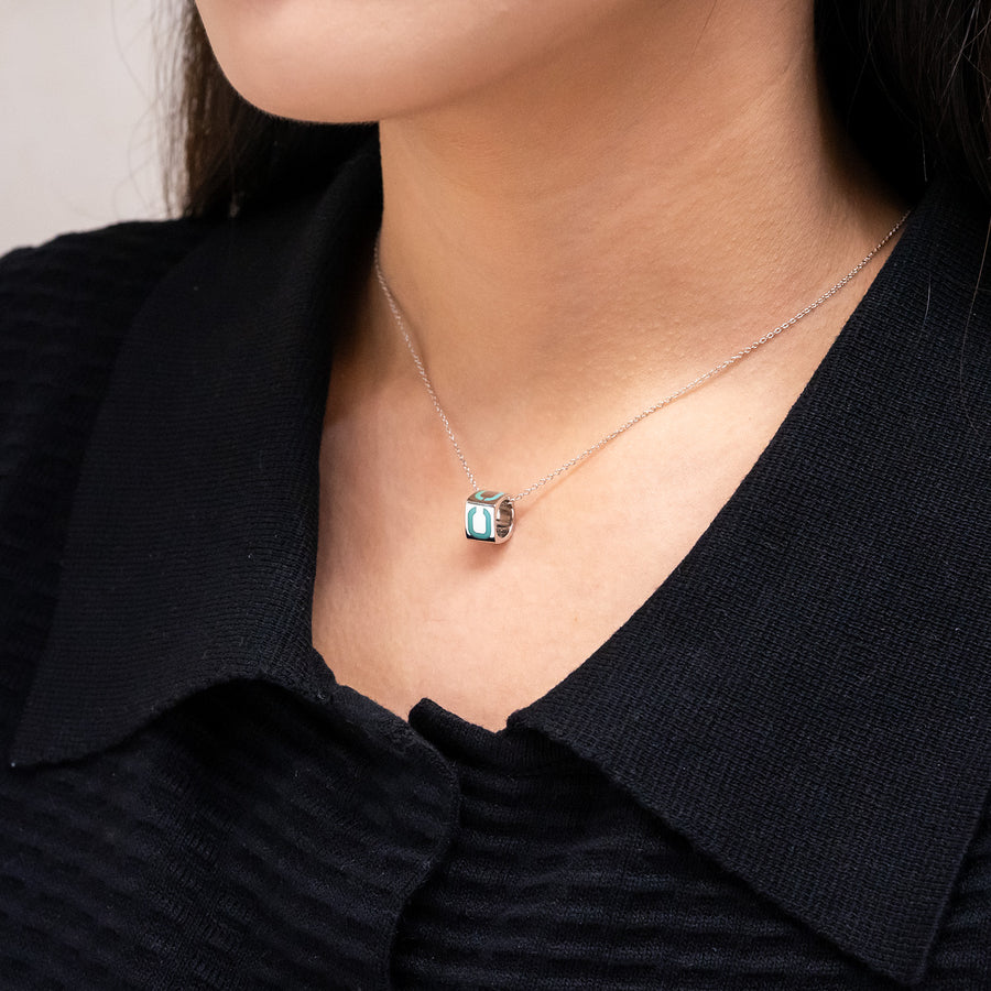 สร้อยและจี้ Tiffany & Co. Blue Enamel T&Co Slider Necklace Silver925 Size 43.5cm.# (Used) #vrtinl 7553