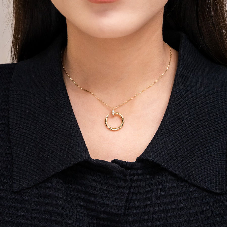 **Hold**สร้อยและจี้ Cartier Juste un Clou pendant, diamonds 18K Yellow Gold Size 38.5-40.5cm.# (Used) #vrcanlimt 7536