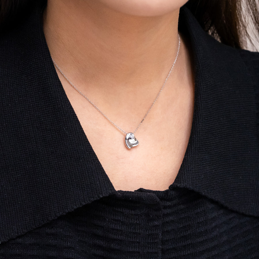 สร้อยและจี้ Tiffany & Co. Elsa Peretti Full Heart Pendant Silver925 Size 42cm.# (Used) #vrtinl 7552