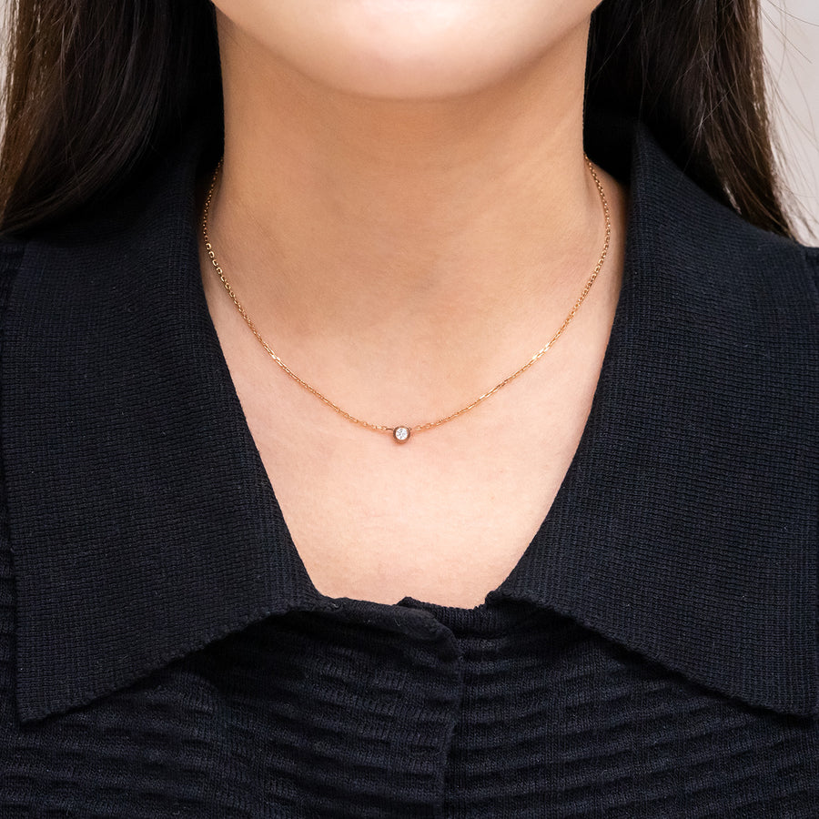 สร้อยและจี้ Cartier D'Amour Pendant, Diamond, Mini Model 18K Rose Gold Size 38/41cm.# (Used) #vrcanl 7613