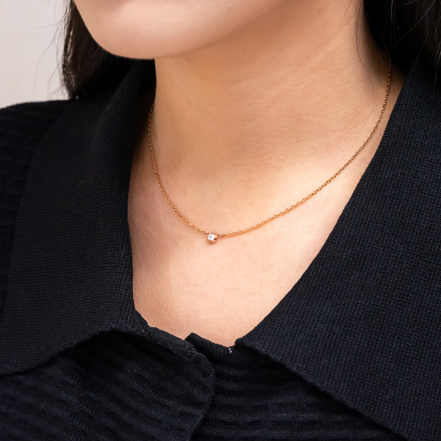 สร้อยและจี้ Cartier d'Amour pendant, diamond, small model 18K Rose Gold Size 37-40cm.# (Used) #vrcanlimt 7538