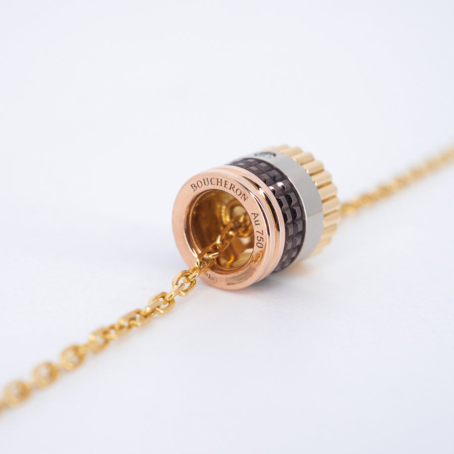 สร้อยและจี้ Boucheron Quatre Classique Mini Pendant 18K 3Colors Size 38/42/45cm.# (Used) #vrbonlimt 7546