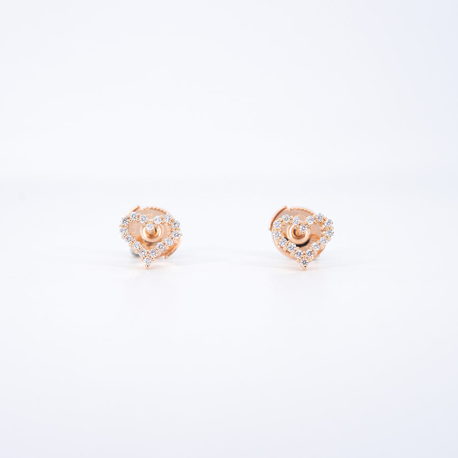 ต่างหู Tiffany & Co. Heart Earrings with diamonds 18K Rose Gold (Used) #vrtieimt 7545