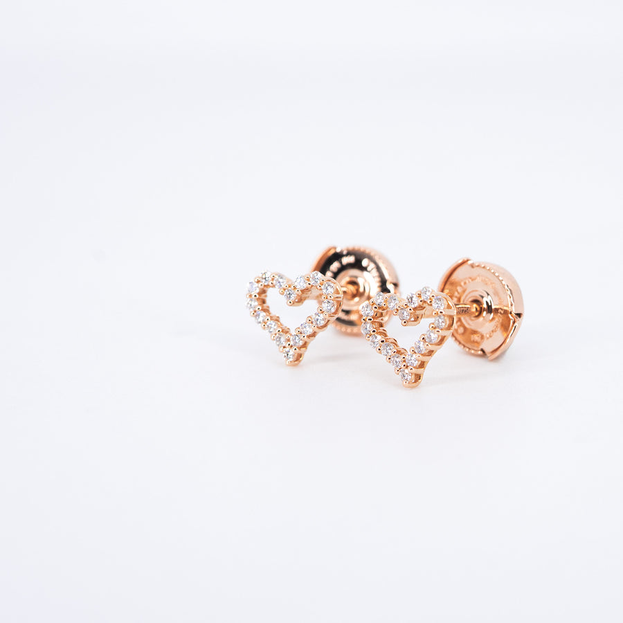 ต่างหู Tiffany & Co. Heart Earrings with diamonds 18K Rose Gold (Used) #vrtieimt 7545