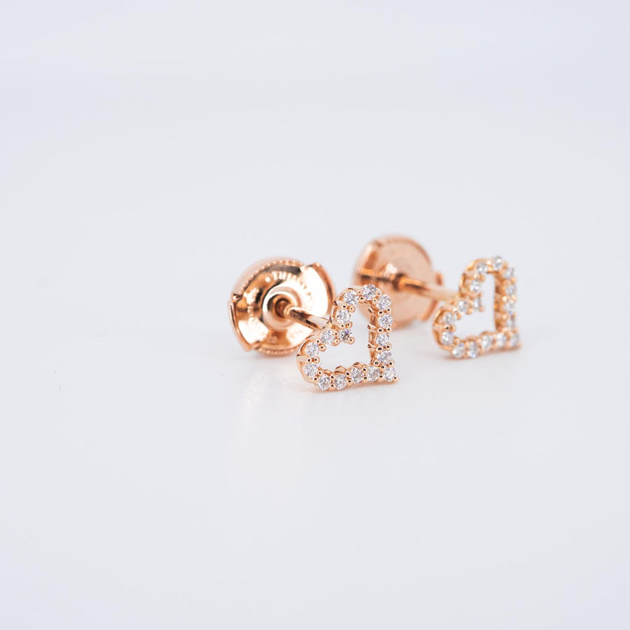 ต่างหู Tiffany & Co. Heart Earrings with diamonds 18K Rose Gold (Used) #vrtieimt 7545