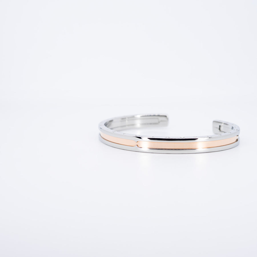 กำไลข้อมือ Bvlgari B.zero1 Cuff Bracelet in Stainless steel and Rose Gold Size SM# (Used) #vrbv 0996