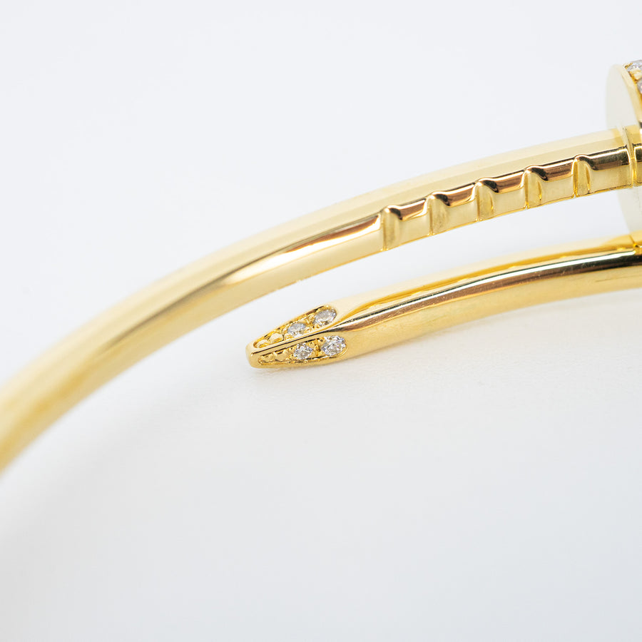 **Hold**กำไลข้อมือ Cartier Juste Un Clou Bracelet, Small model with Diamonds 18K Yellow Gold Size 15# (Used) #vrcab 7574