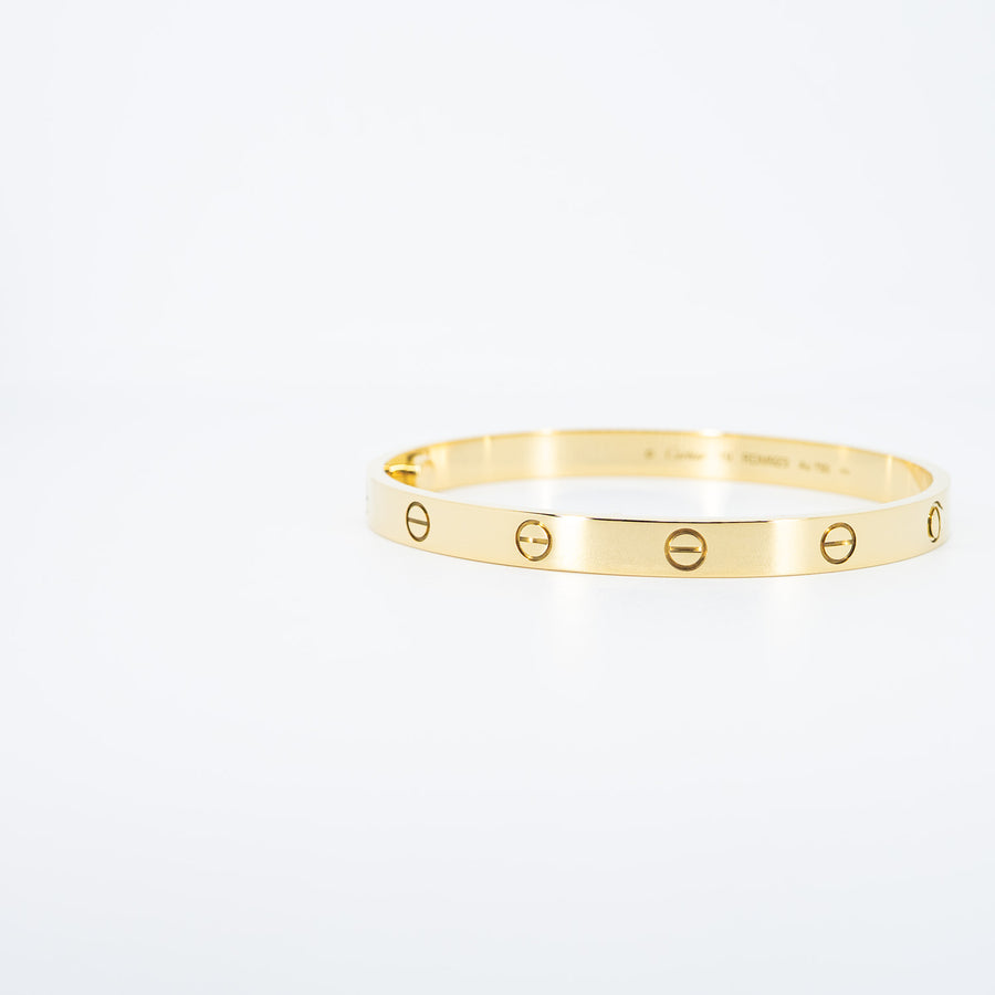 กำไลข้อมือ Cartier Love Bracelet 18K Yellow Gold Size 19# (Used) #vrca 1009