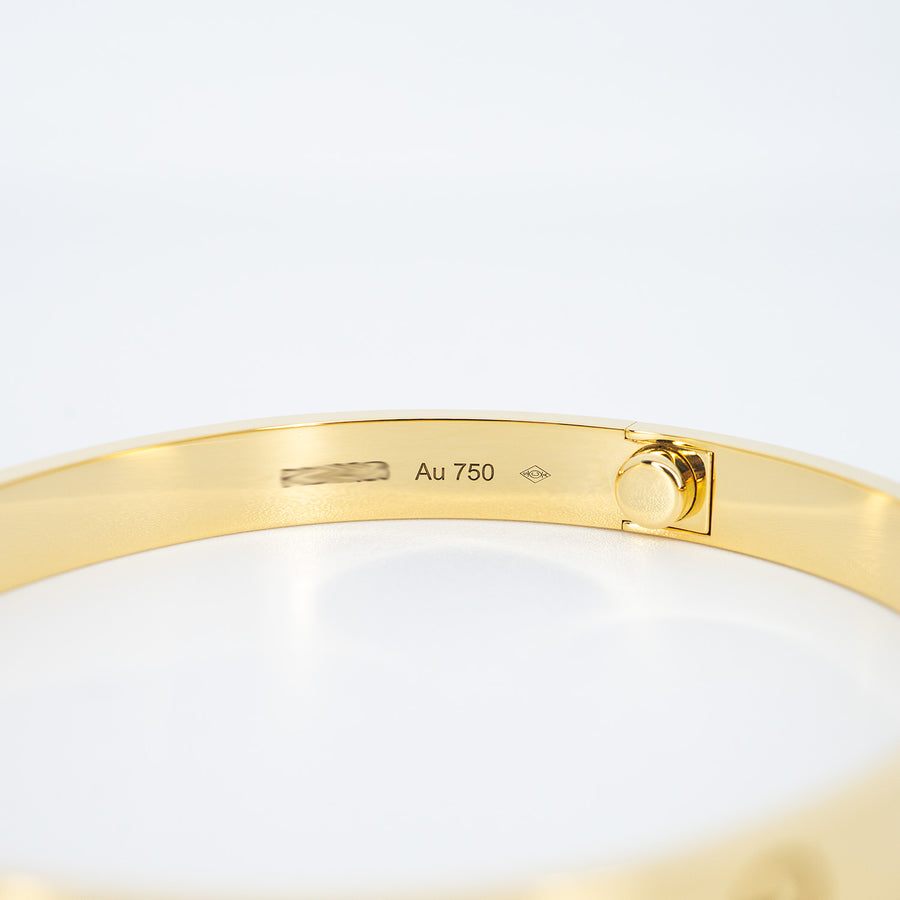กำไลข้อมือ Cartier Love Bracelet 18K Yellow Gold Size 19# (Used) #vrca 1009