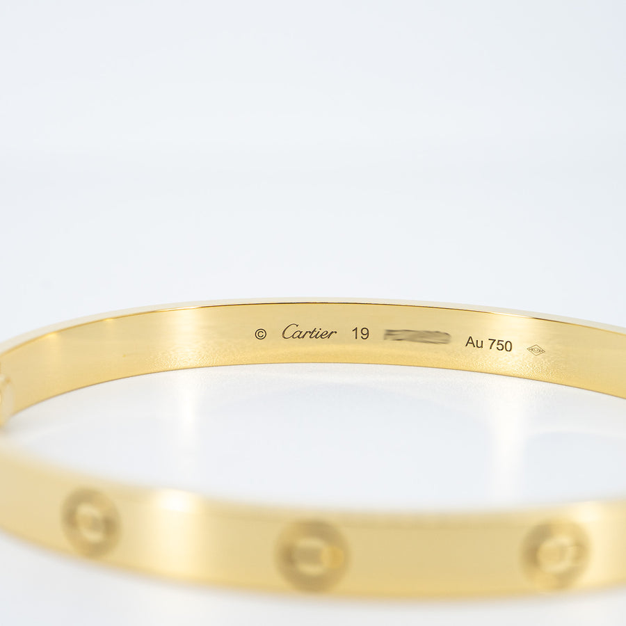 กำไลข้อมือ Cartier Love Bracelet 18K Yellow Gold Size 19# (Used) #vrca 1009
