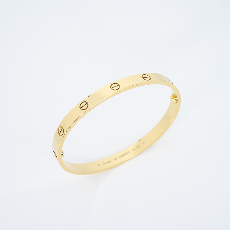 กำไลข้อมือ Cartier Love Bracelet 18K Yellow Gold Size 19# (Used) #vrca 1009