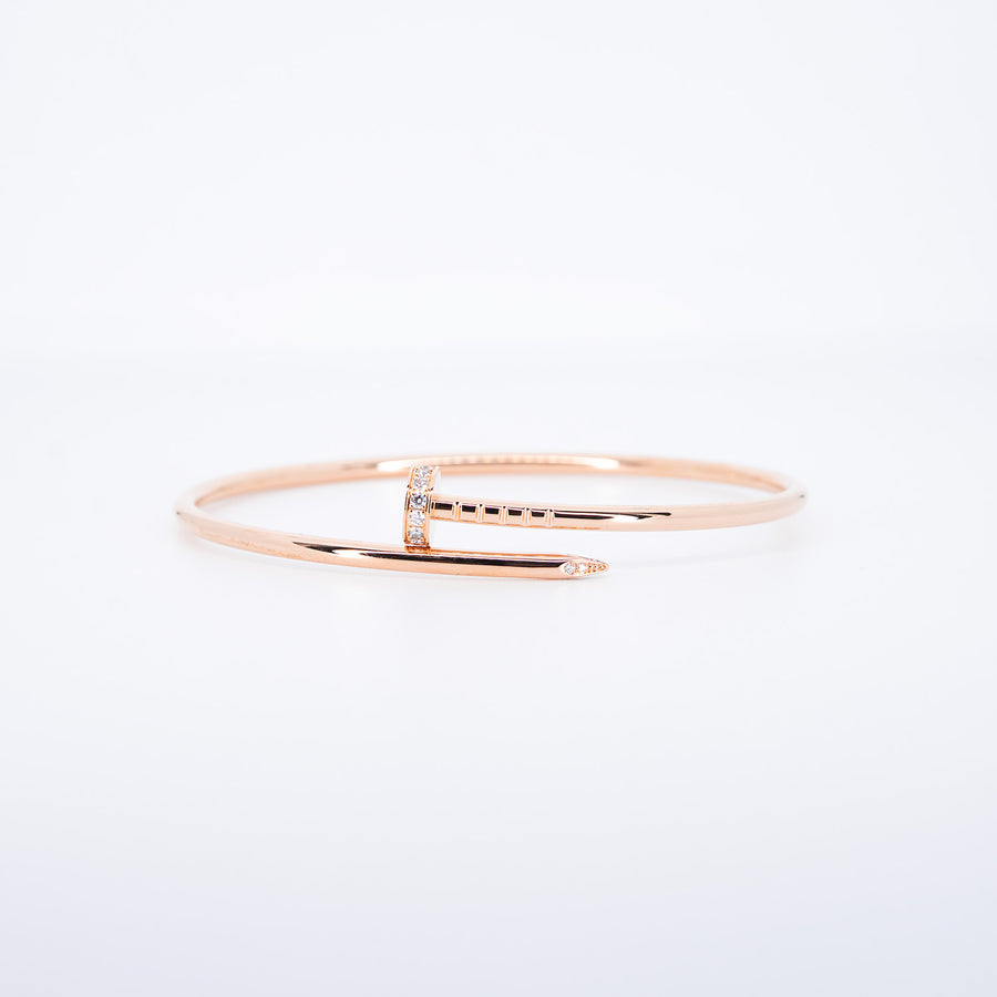 **Hold k.b**กำไลข้อมือ Cartier Juste Un Clou Bracelet, small model with Diamonds 18K Rose Gold Size 17# (Used) #vrcab 7581
