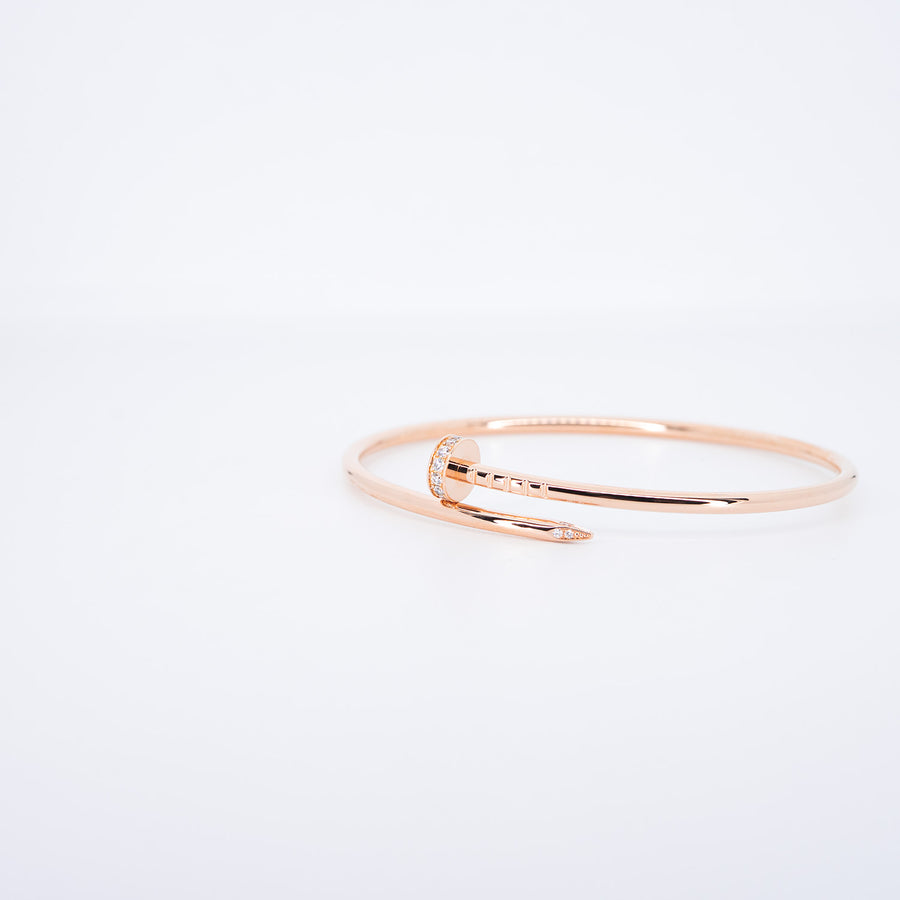 **Hold k.b**กำไลข้อมือ Cartier Juste Un Clou Bracelet, small model with Diamonds 18K Rose Gold Size 17# (Used) #vrcab 7581