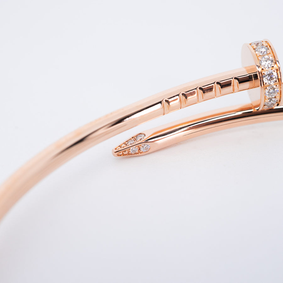 **Hold k.b**กำไลข้อมือ Cartier Juste Un Clou Bracelet, small model with Diamonds 18K Rose Gold Size 17# (Used) #vrcab 7581