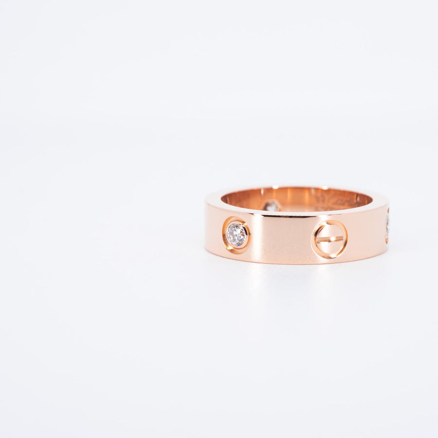 แหวน Cartier Love 3Diamonds Ring 18K Rose Gold Size 53# (Used) #vrca 1011