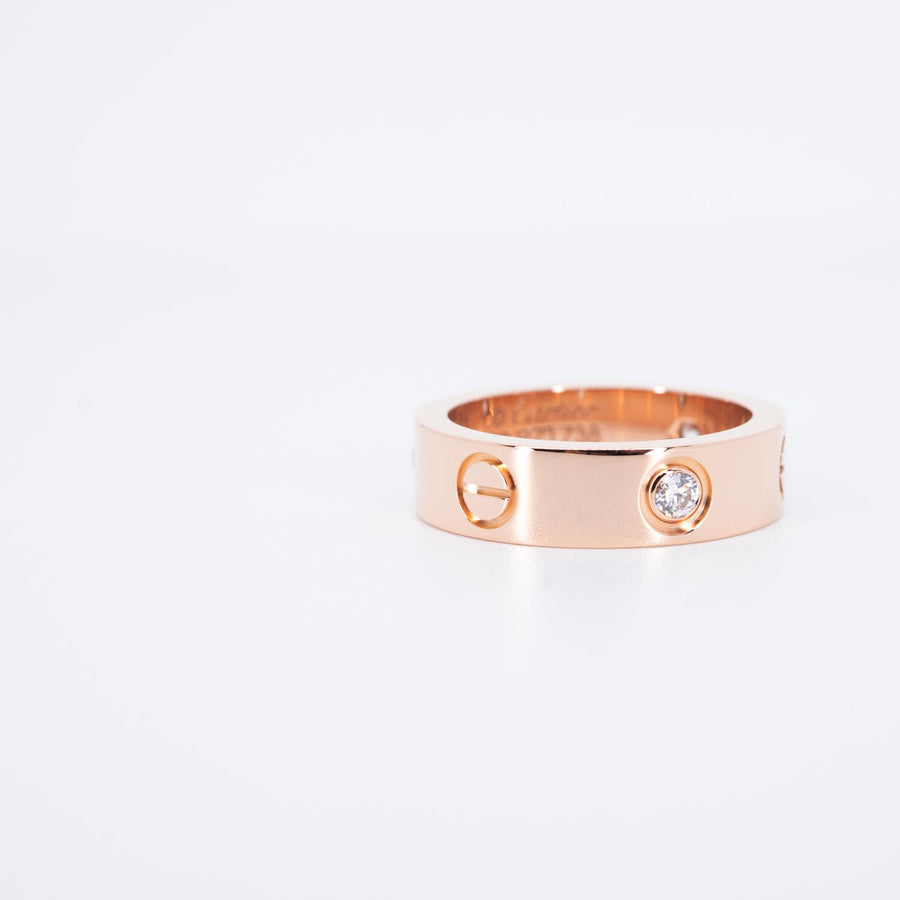 แหวน Cartier Love 3Diamonds Ring 18K Rose Gold Size 53# (Used) #vrca 1011