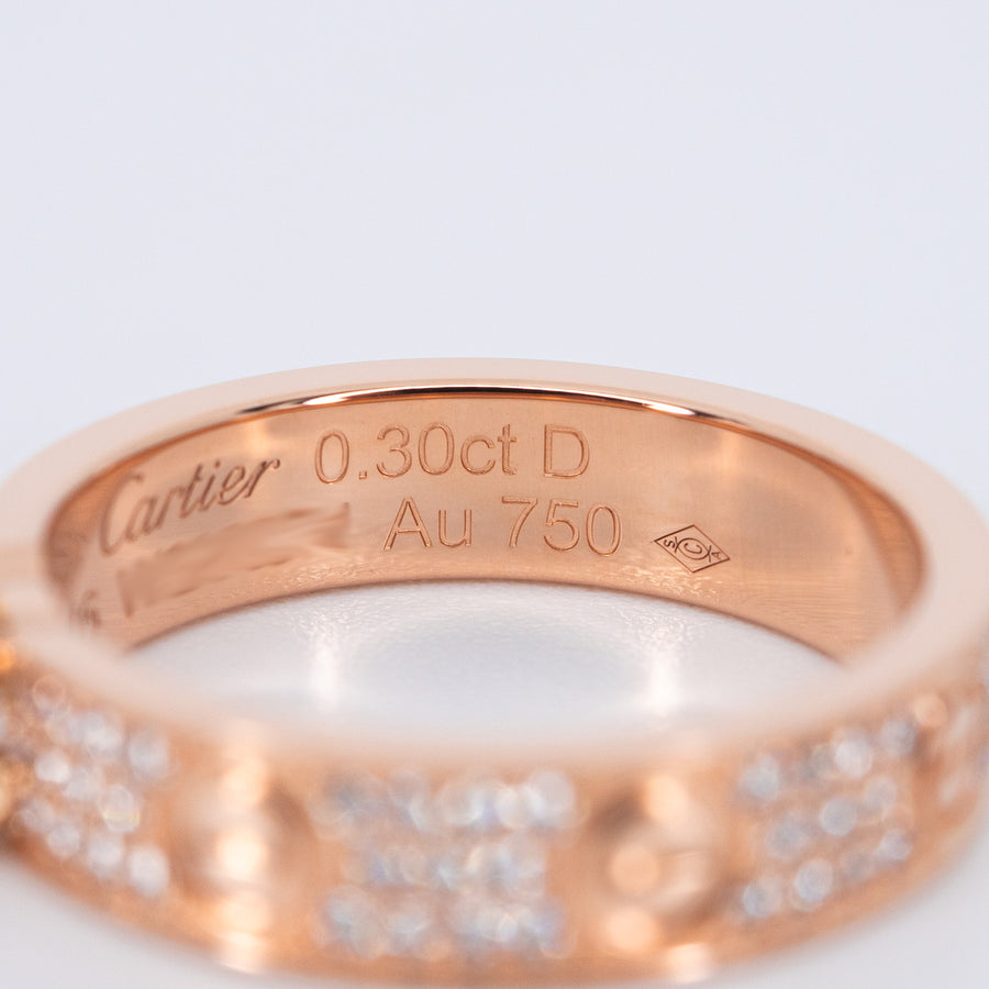 แหวน Cartier Love solitaire Ring 0.30ct D IF, brilliant-cut diamond, paved 18K Rose Gold Size 46# (Used) #vrcaHIT 1012