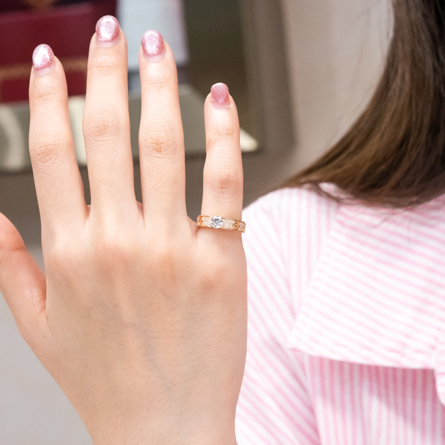 แหวน Cartier Love solitaire Ring 0.30ct D IF, brilliant-cut diamond, paved 18K Rose Gold Size 46# (Used) #vrcaHIT 1012