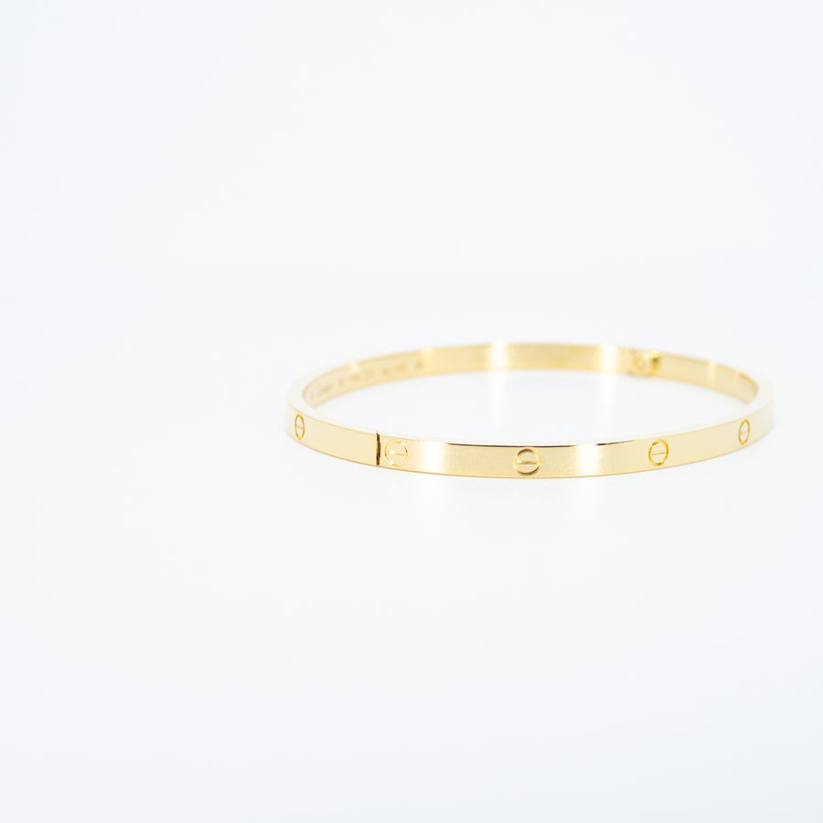 กำไลข้อมือ Cartier Love Bracelet, small model 18K Yellow Gold Size 18# (Used) #vrcab 7590