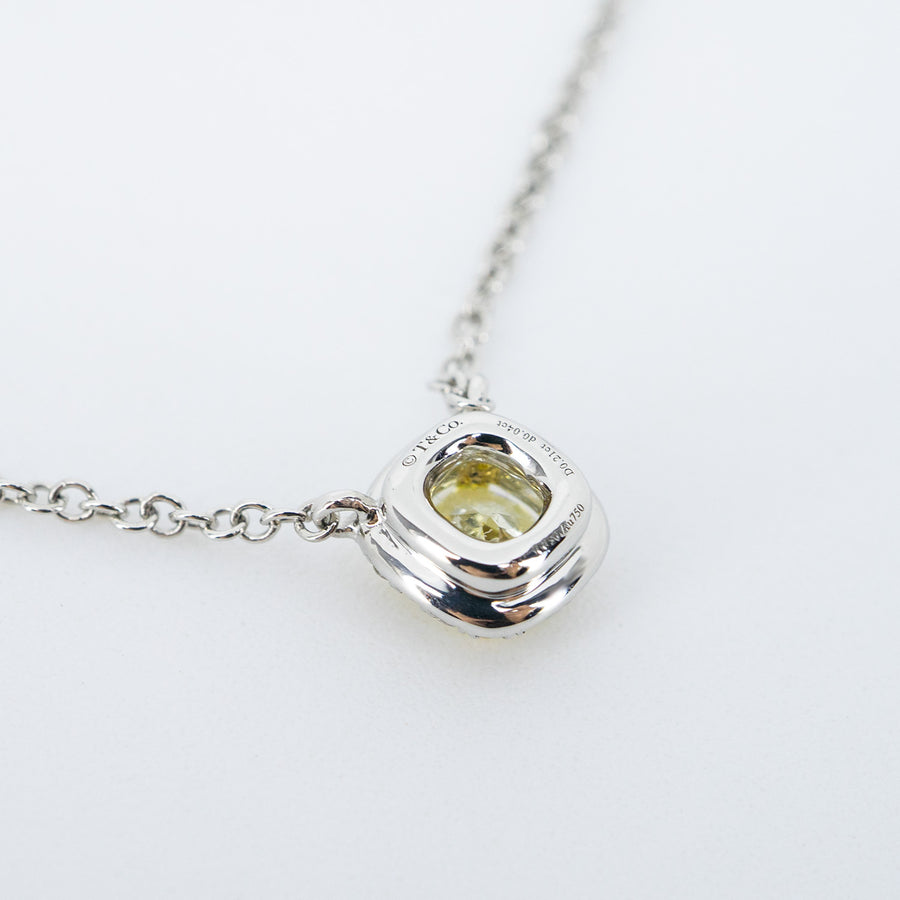 สร้อยและจี้ Tiffany & Co. Tiffany Soleste Cushion-cut Yellow Diamond Pandent and Necklace in Platinum 0.21ct FY VVS1 Platinum950 Size 39cm.# (Used) #vrtinlimtHIT 7606