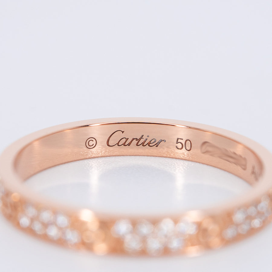 แหวน Cartier Love ring, mini model, paved 18K Rose Gold Size 50# (Used) #vrcarimtHIT 7602