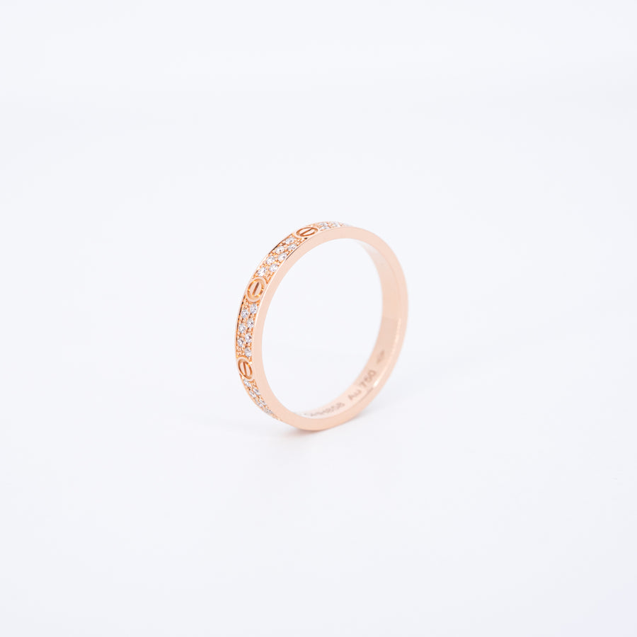 แหวน Cartier Love ring, mini model, paved 18K Rose Gold Size 50# (Used) #vrcarimtHIT 7602