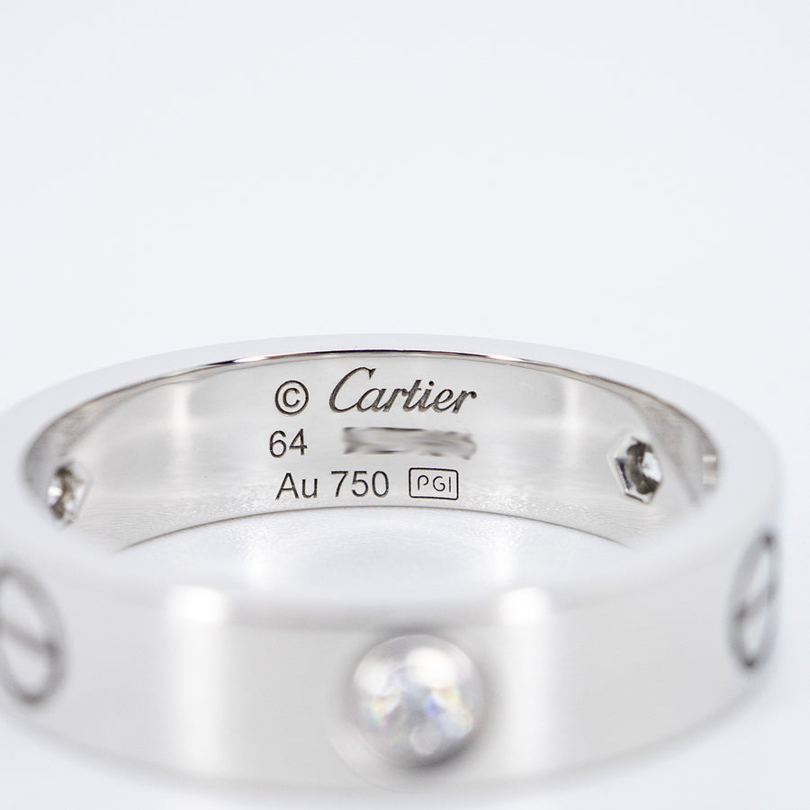 แหวน Cartier Love 3Diamonds Ring 18K White Gold Size 64# (Used) #vrcarimt 7603